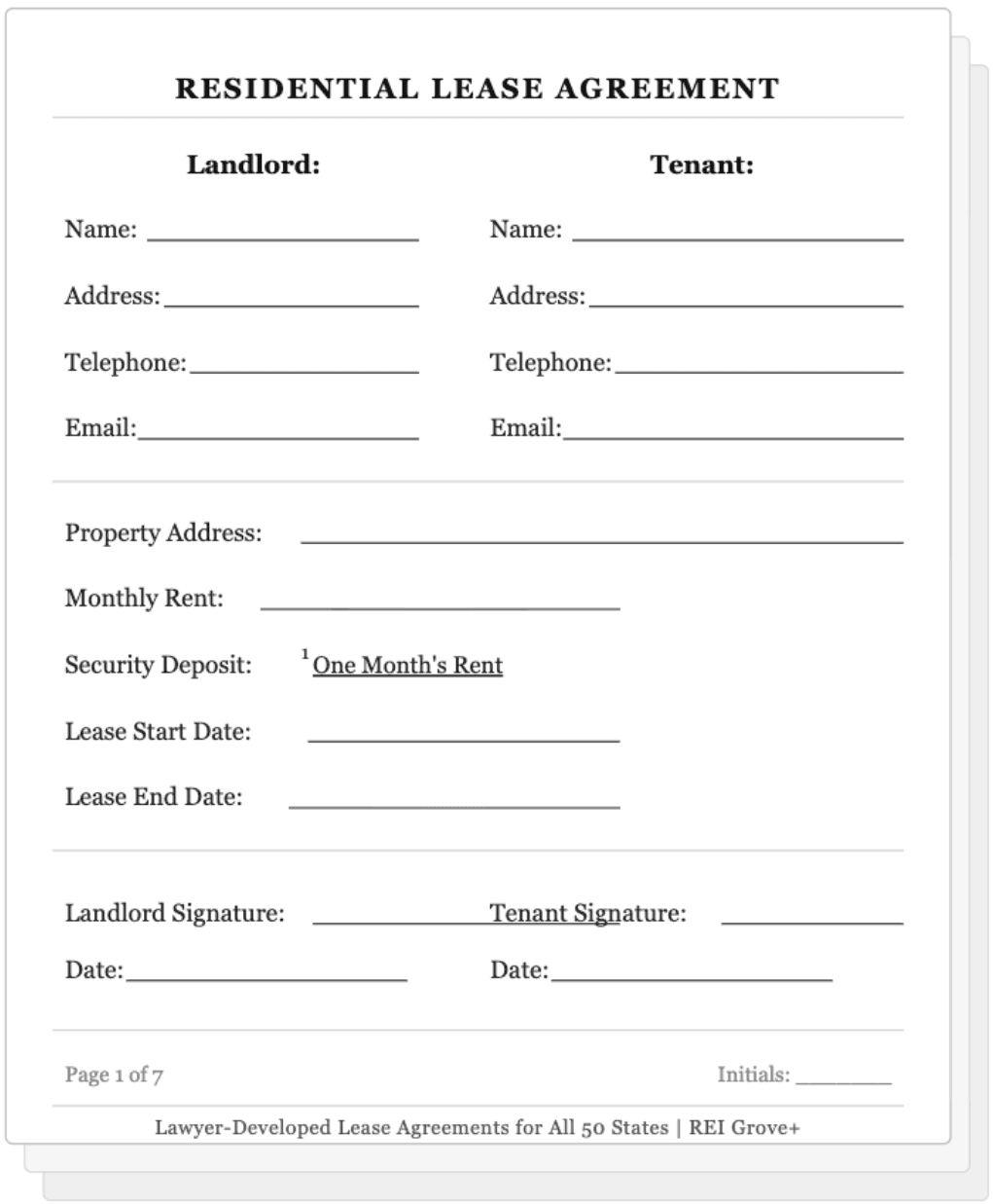 Residential Lease Agreement Document
