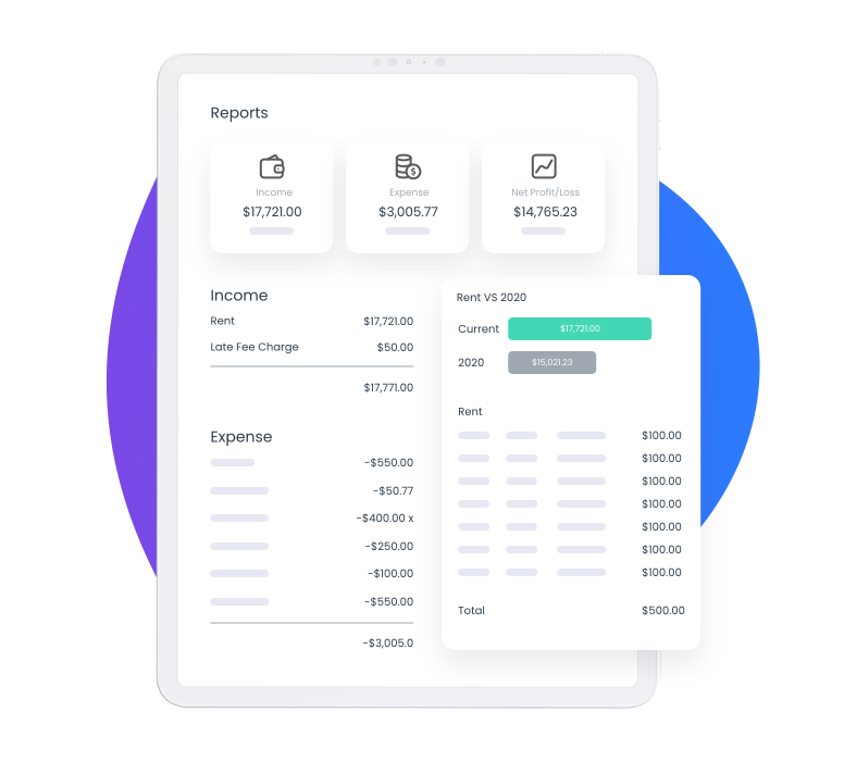 Profit and loss statement interface showing financial reports and analytics